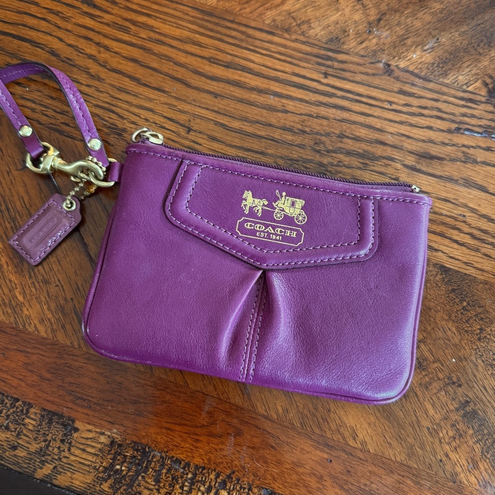 Coach Plum Leather Wristlet